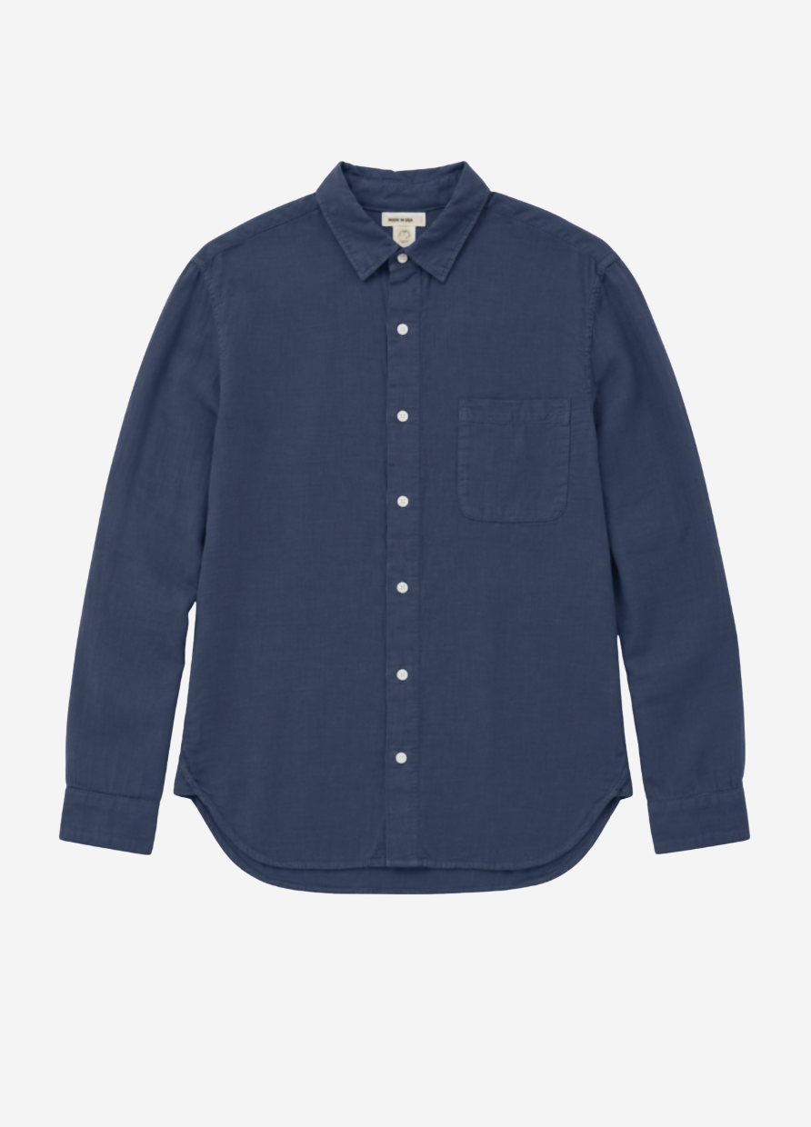 hiroshi kato mens The Ripper Double Gauze Shirt in Navy