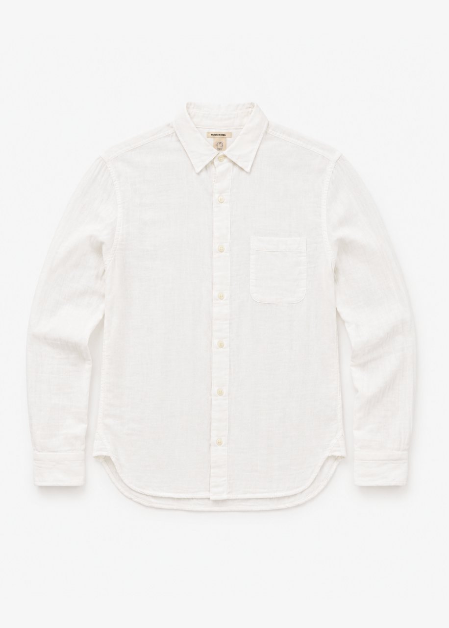 hiroshi kato mens The Ripper Double Gauze Shirt in White