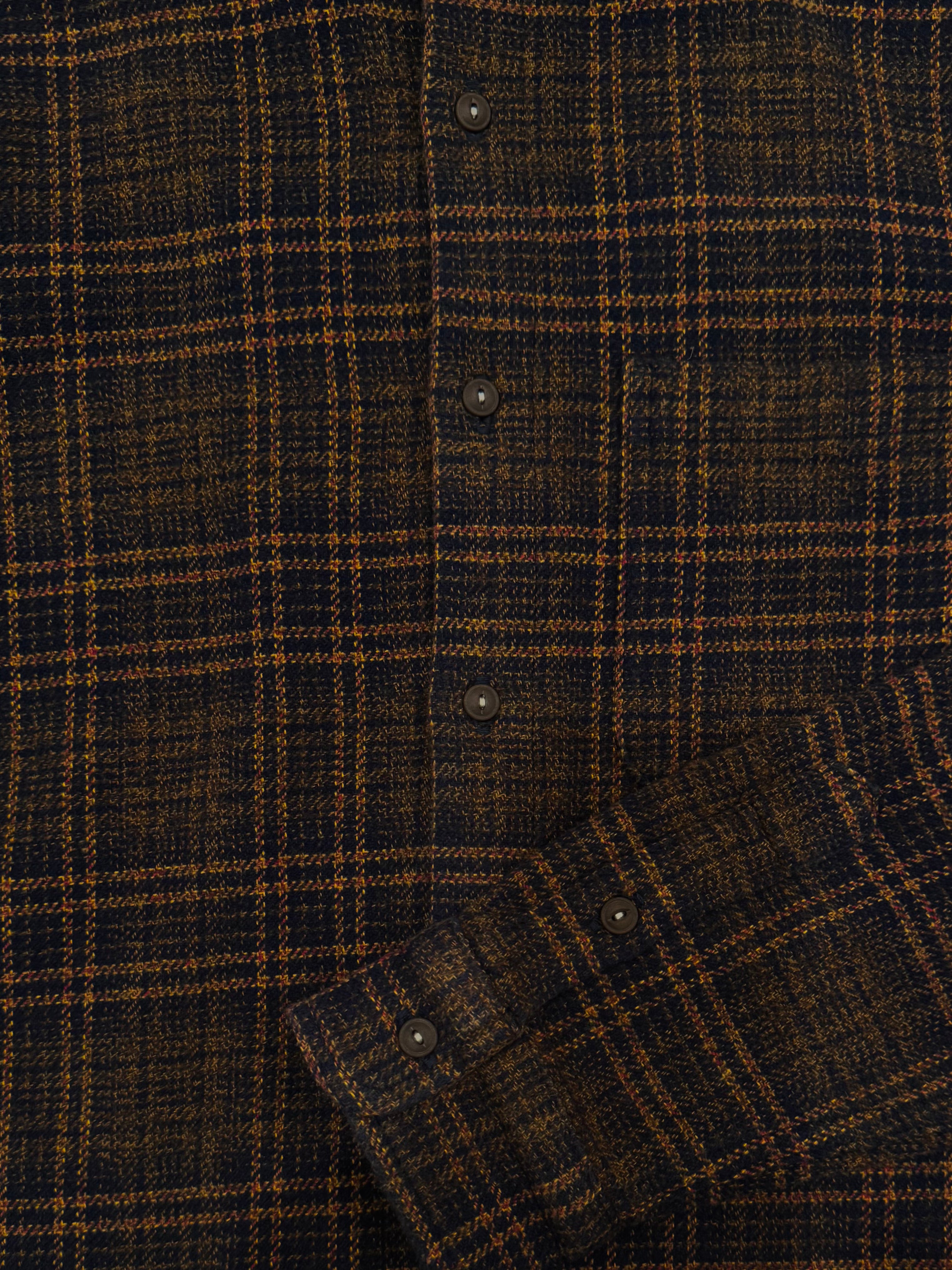 hiroshi kato mens The Ripper Triple Twisted Shirt in Heritage Brown Plaid