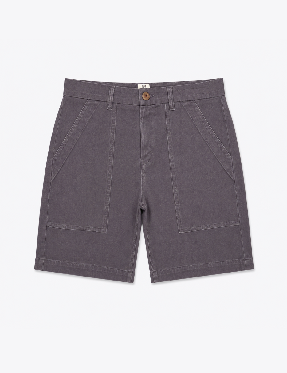 hiroshi kato mens The Scout 8" Denit® Fatigue Shorts in Iron Gray