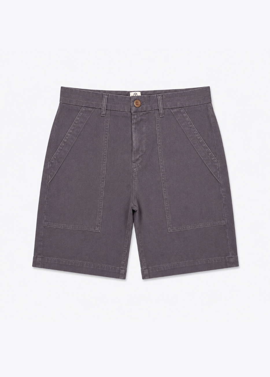 hiroshi kato mens The Scout 8" Denit® Fatigue Shorts in Iron Gray