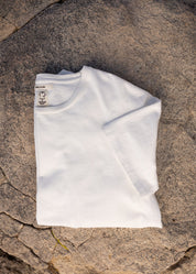 hiroshi kato mens The Stamp 9oz Organic Cotton Tee in Shell