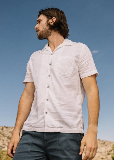 hiroshi kato mens The Wrench Double Gauze Organic Cotton Shirt white