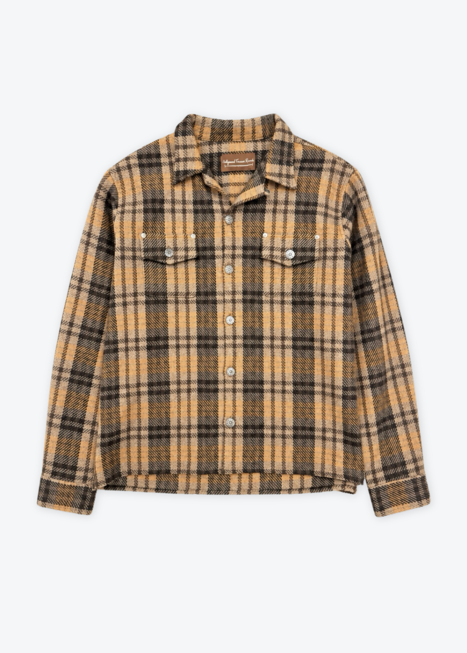 hollywood forever records mens wool Plaid Hunter Shirt
