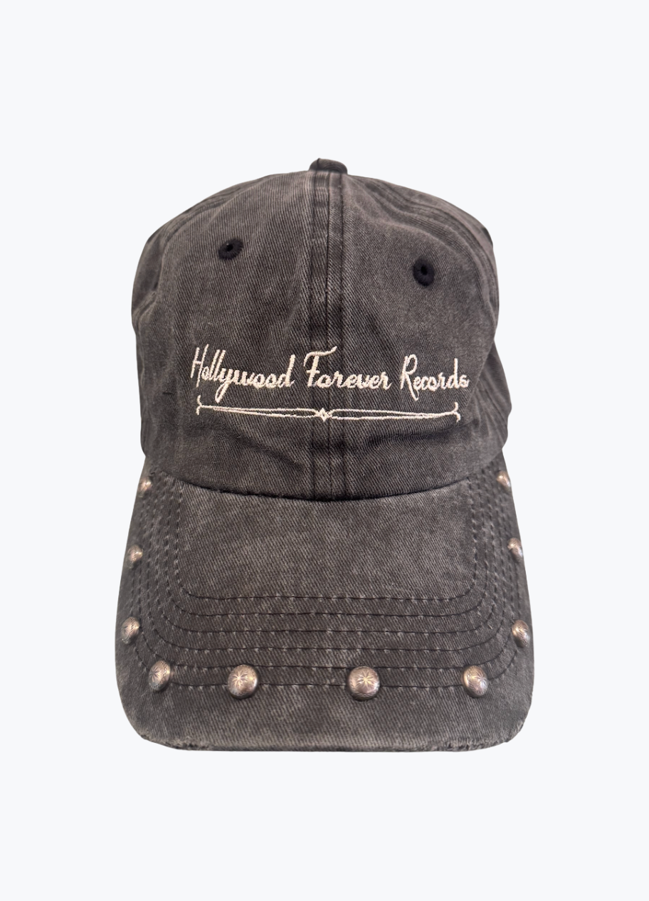 hollywood forever records unisex cotton stone washed Stoned & Studded Logo Hat