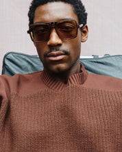 person wearing jimmy fairly paris mens womens sunglasses The Nax in Light Brown