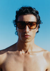 person wearing jimmy fairly paris unisex sunglasses The Elma in Dark Tortoise