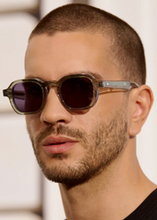 person wearing jimmy fairly paris unisex sunglasses The Ezra in Green