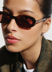 person wearing jimmy fairly paris unisex sunglasses The Janna in Dark Tortoise