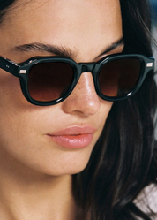 person wearing jimmy fairly paris unisex sunglasses The Napoli in Black gradient lenses