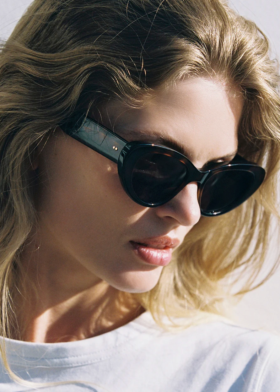 person wearing jimmy fairly womens sunglasses The Giulia in Tortoise