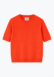 Cashmere Distressed T-Shirt in Cerise