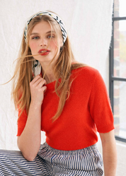 Cashmere Distressed T-Shirt in Cerise