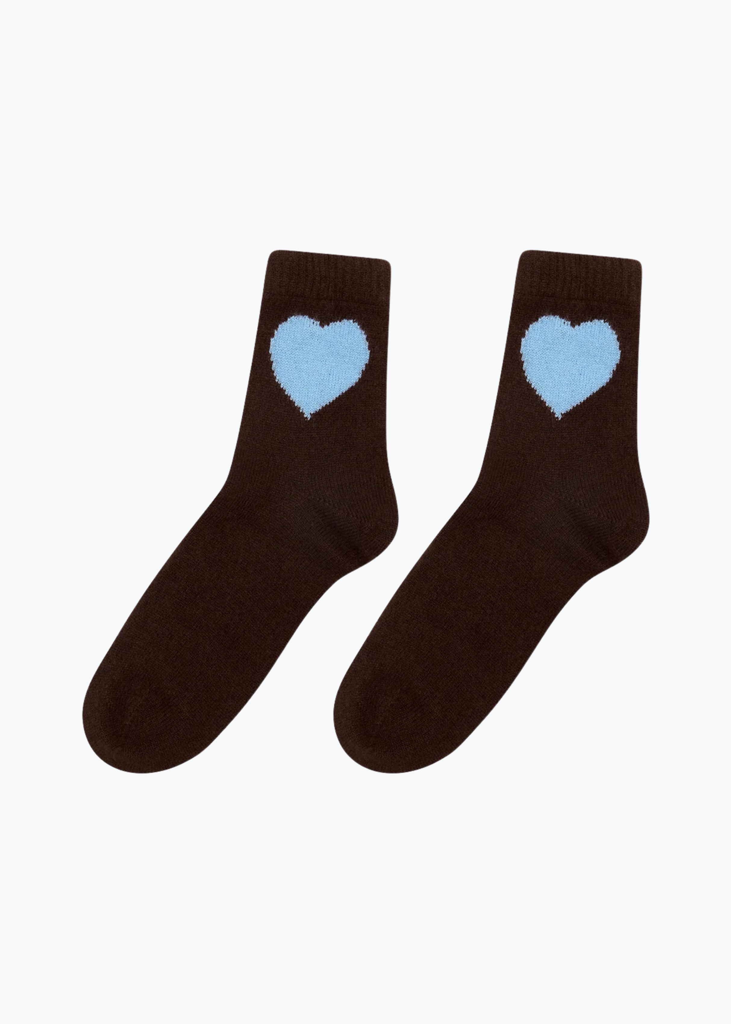 jumper1234 Cashmere Heart Socks in Cocoa dark brown Blue
