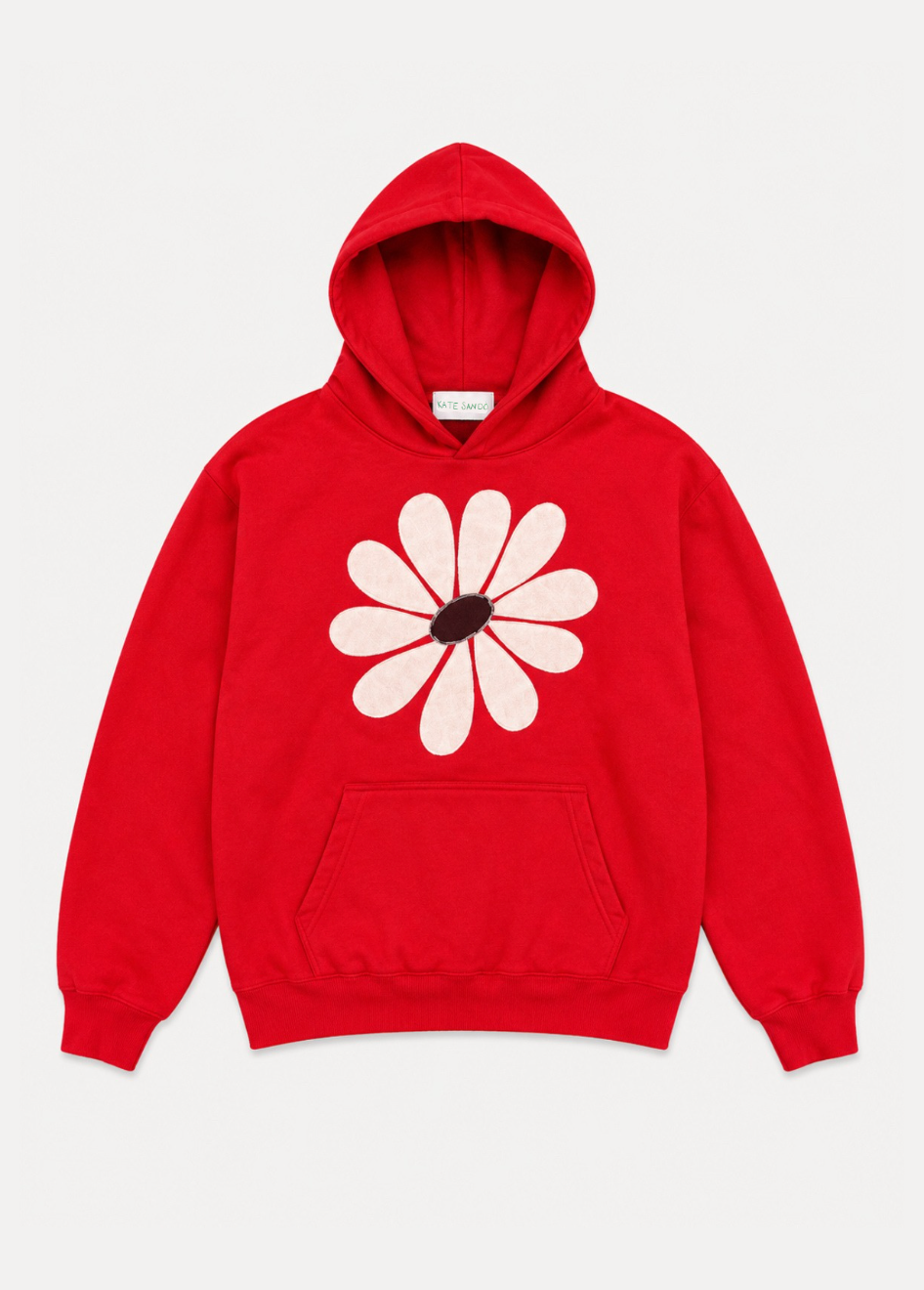 kate sando womens One-of-a-Kind Flower Hoodie in Red