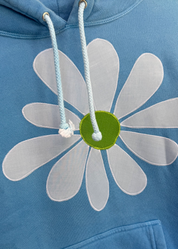 kate sando womens One-of-a-Kind Flower Hoodie in Sky Blue