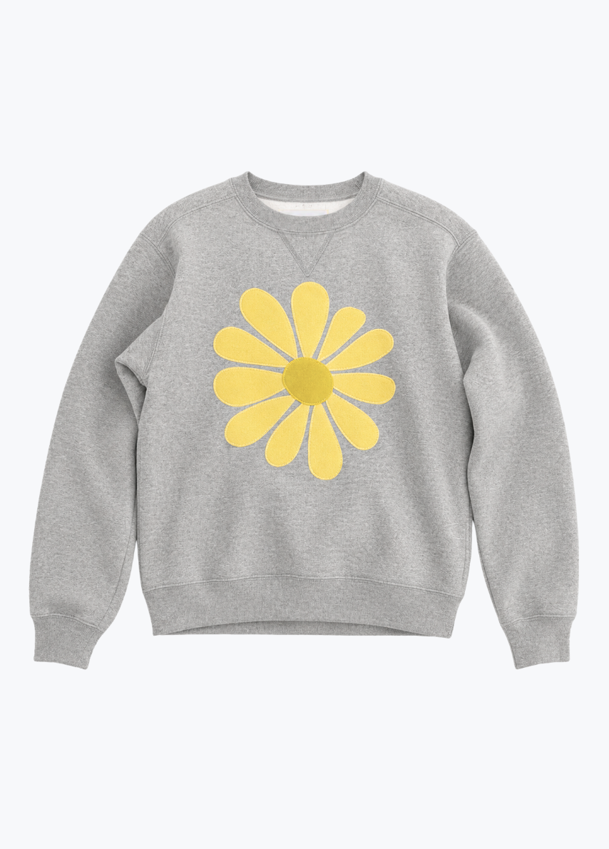 kate sando womens One-of-a-Kind Flower Sweatshirt in Heather Gray