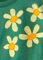 kate sando womens One-of-a-Kind Scattered Flower Sweatshirt in Kelly Green
