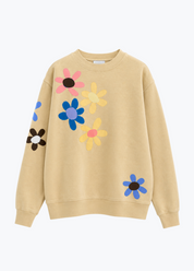 kate sando womens One-of-a-Kind Scattered Flower Sweatshirt in Mellow Yellow