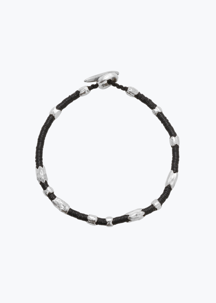 maor mens jewelry Black Beaded Dryp Bracelet in Silver