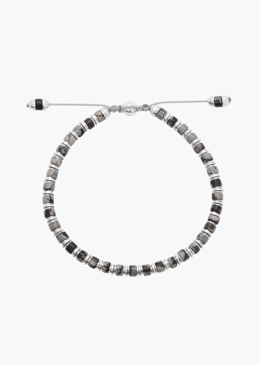 maor mens jewelry Grey Map Jasper Sapet Bracelet in Silver