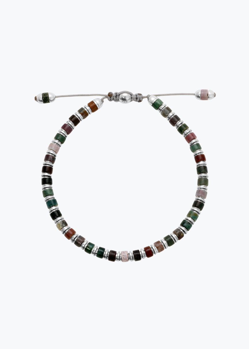 maor mens jewelry Indian Agate Sapet Bracelet in Silver