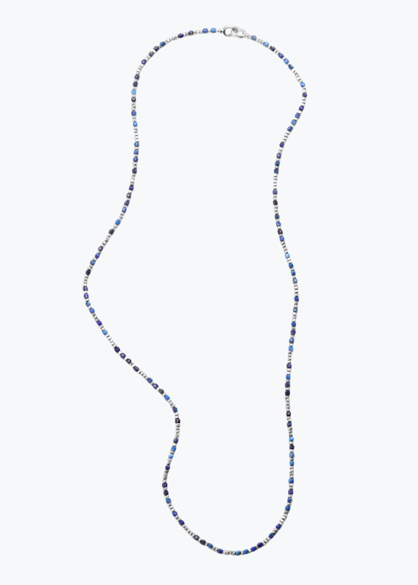 maor mens jewelry Lapis Bead Triple Wrap Percep in Silver
