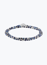maor mens jewelry Lapis Bead Triple Wrap Percep in Silver