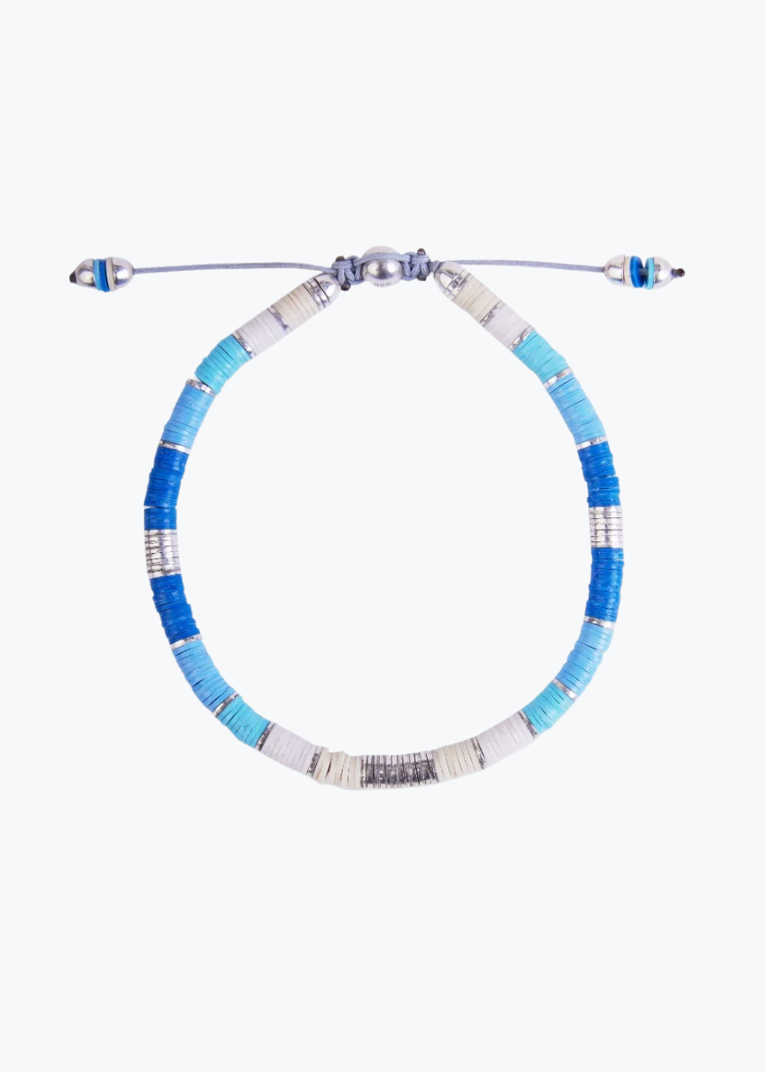 maor mens jewelry Light Blue Pattern Rizon Bracelet in Silver