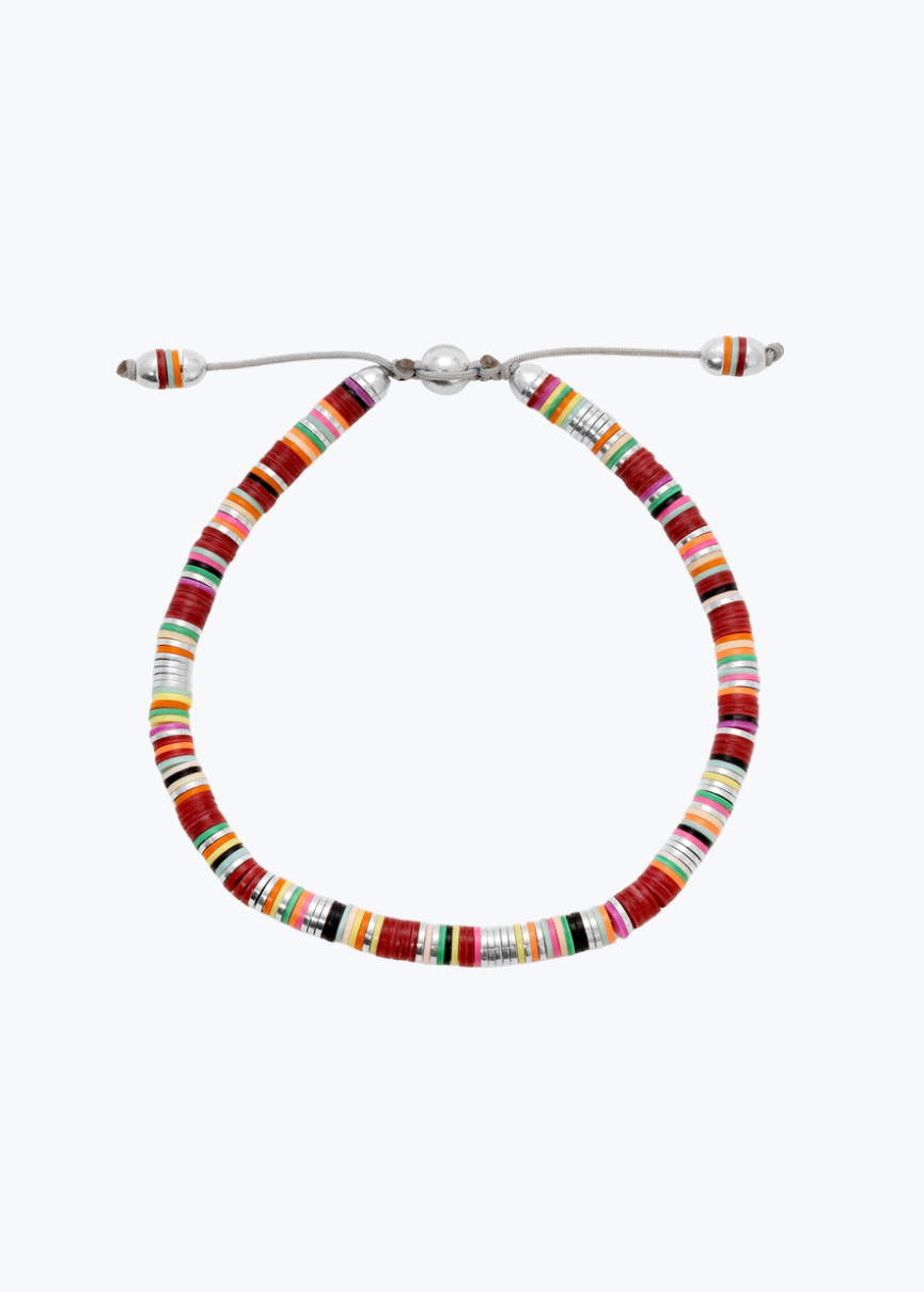 maor mens jewelry Maroon Pattern Malli Bracelet in Silver