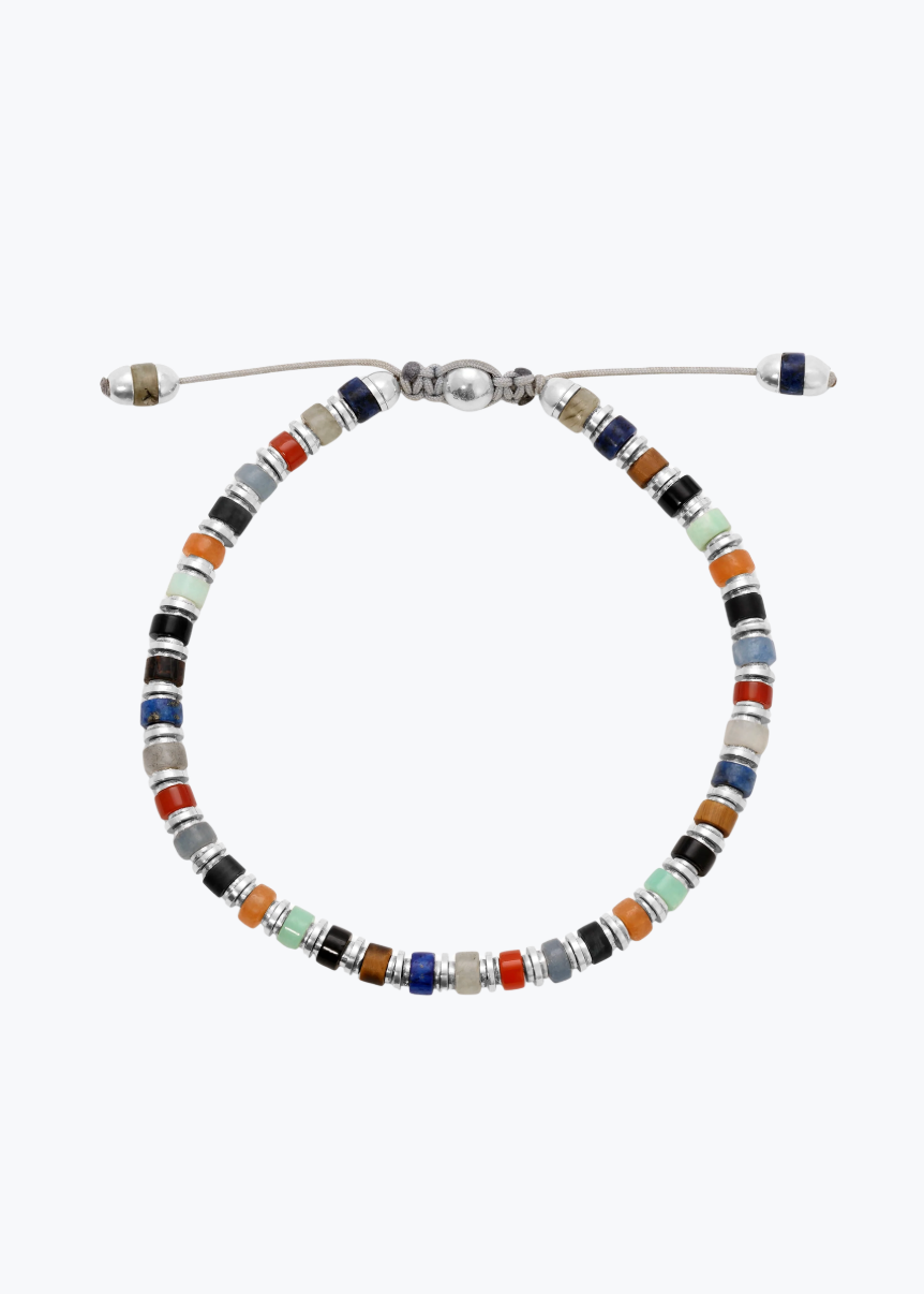 maor mens jewelry Mixed Gem Sapet Bracelet in Silver
