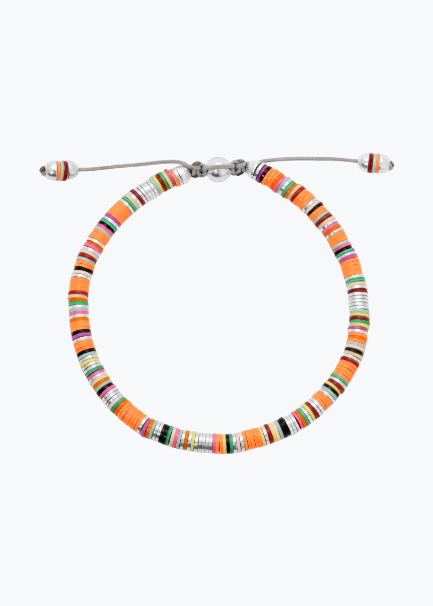 maor mens jewelry Neon Orange Pattern Malli Bracelet in Silver