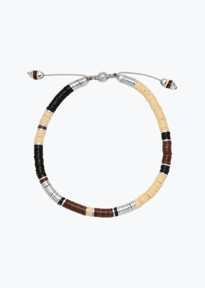 maor mens jewelry Off White Pattern Palli Bracelet in Silver