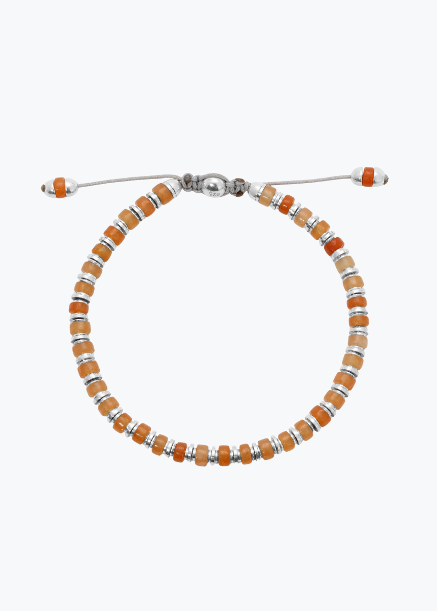 maor mens jewelry Orange Aventurine Sapet Bracelet in Silver