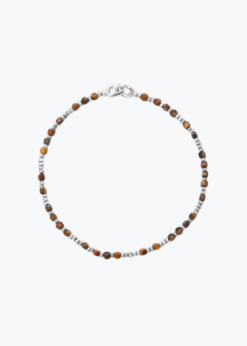 maor mens jewelry Tiger Eye Bead Percep Bracelet in Silver