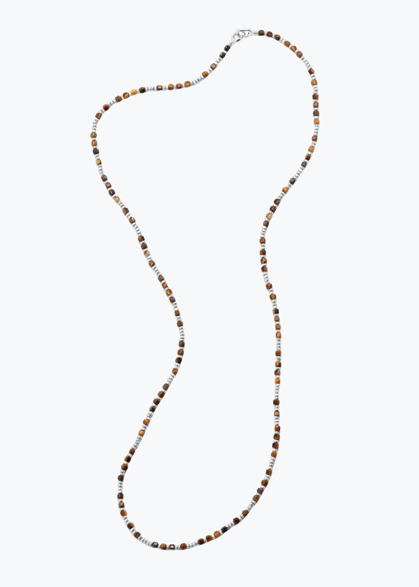 maor mens jewelry Tiger Eye Bead Triple Wrap Percep in Silver