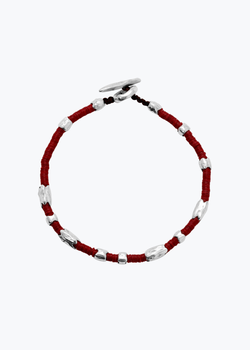 maor mens jewelry Wine Beaded Dryp Bracelet in Silver