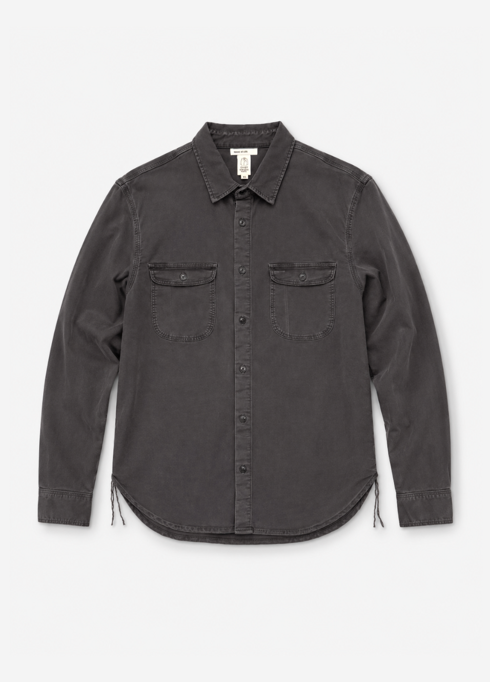 mens hiroshi kato The Brace Stretch Oxford in Charcoal
