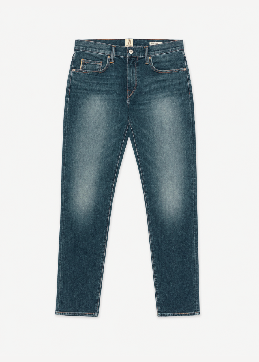 mens hiroshi kato The Pen Slim Straight Rain 10.5oz Stretch Selvedge Denim Jeans