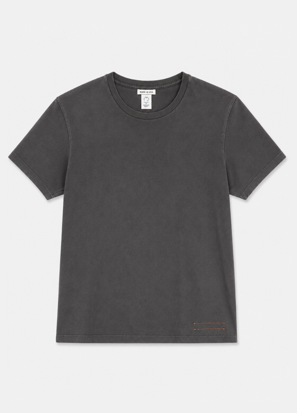 mens hiroshi kato The Stamp 9oz Organic Cotton Tee in Concrete grey