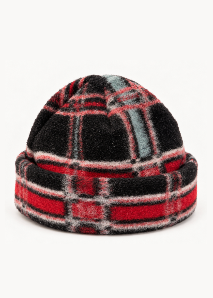 monostereo Barn Beanie in Black Plaid