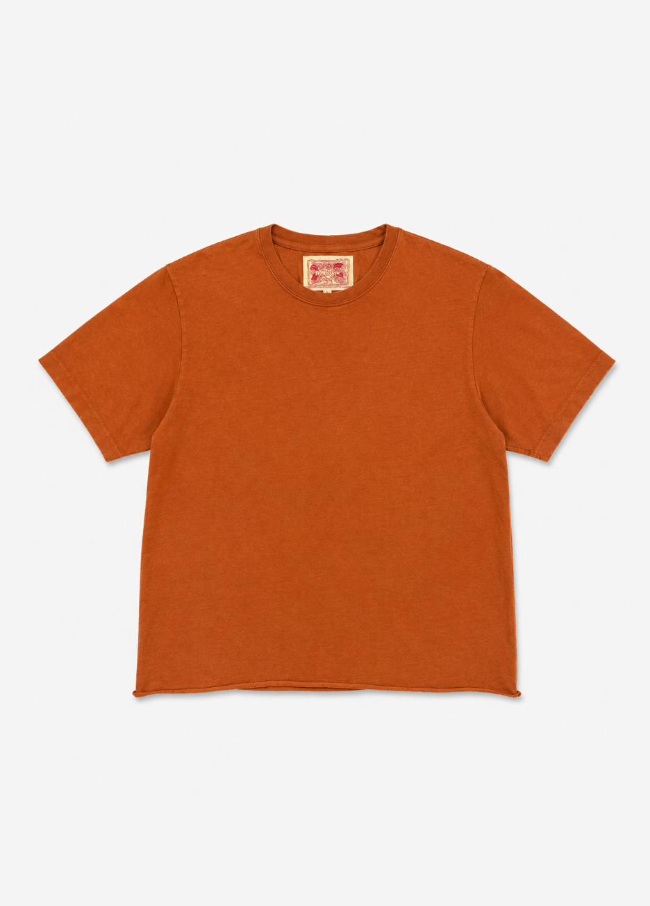 monostereo "On the Farm" Raw Hem Tee in Suede Brown