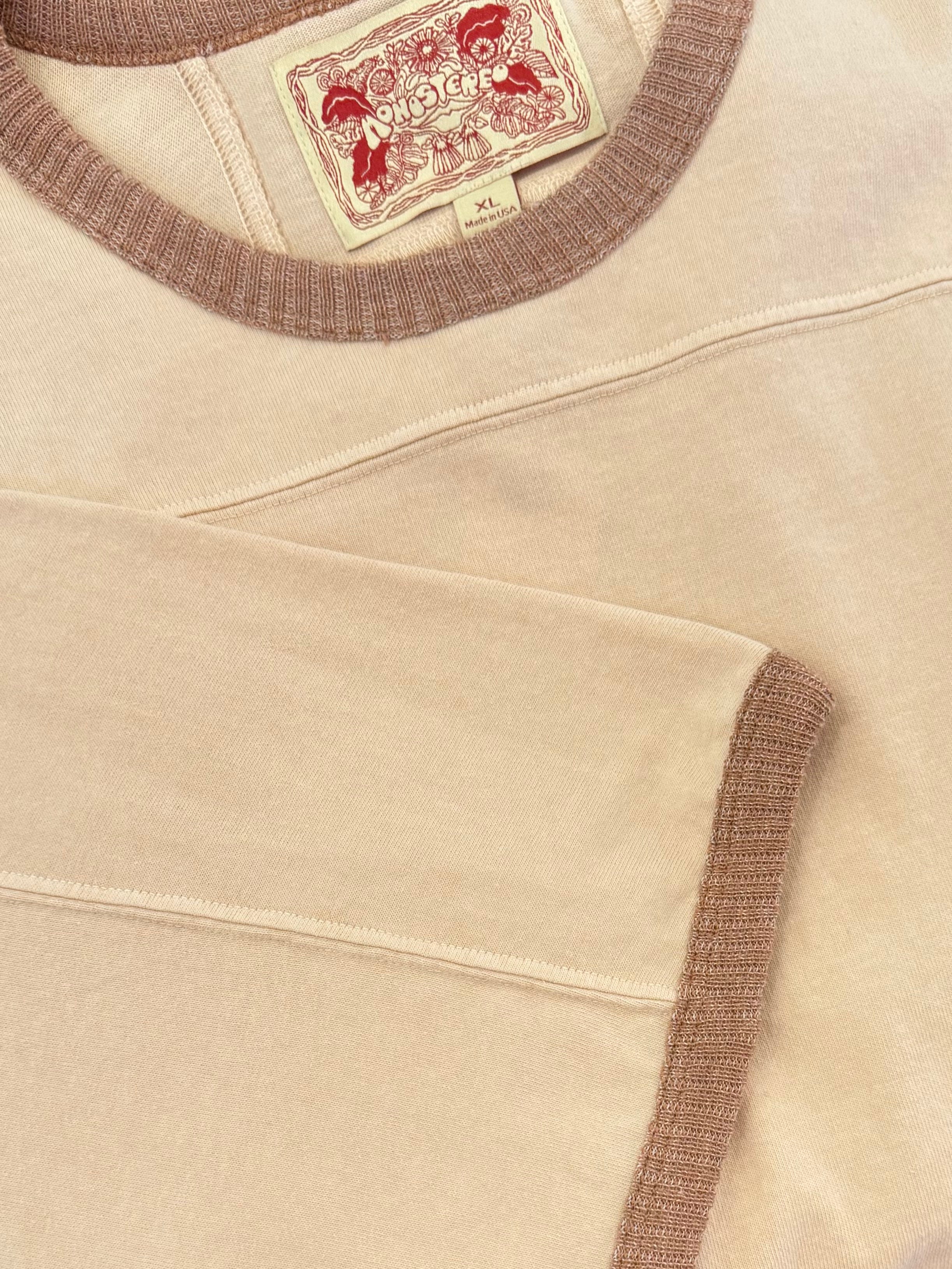 monostereo mens Community Football Ringer Tee in Natural and brown
