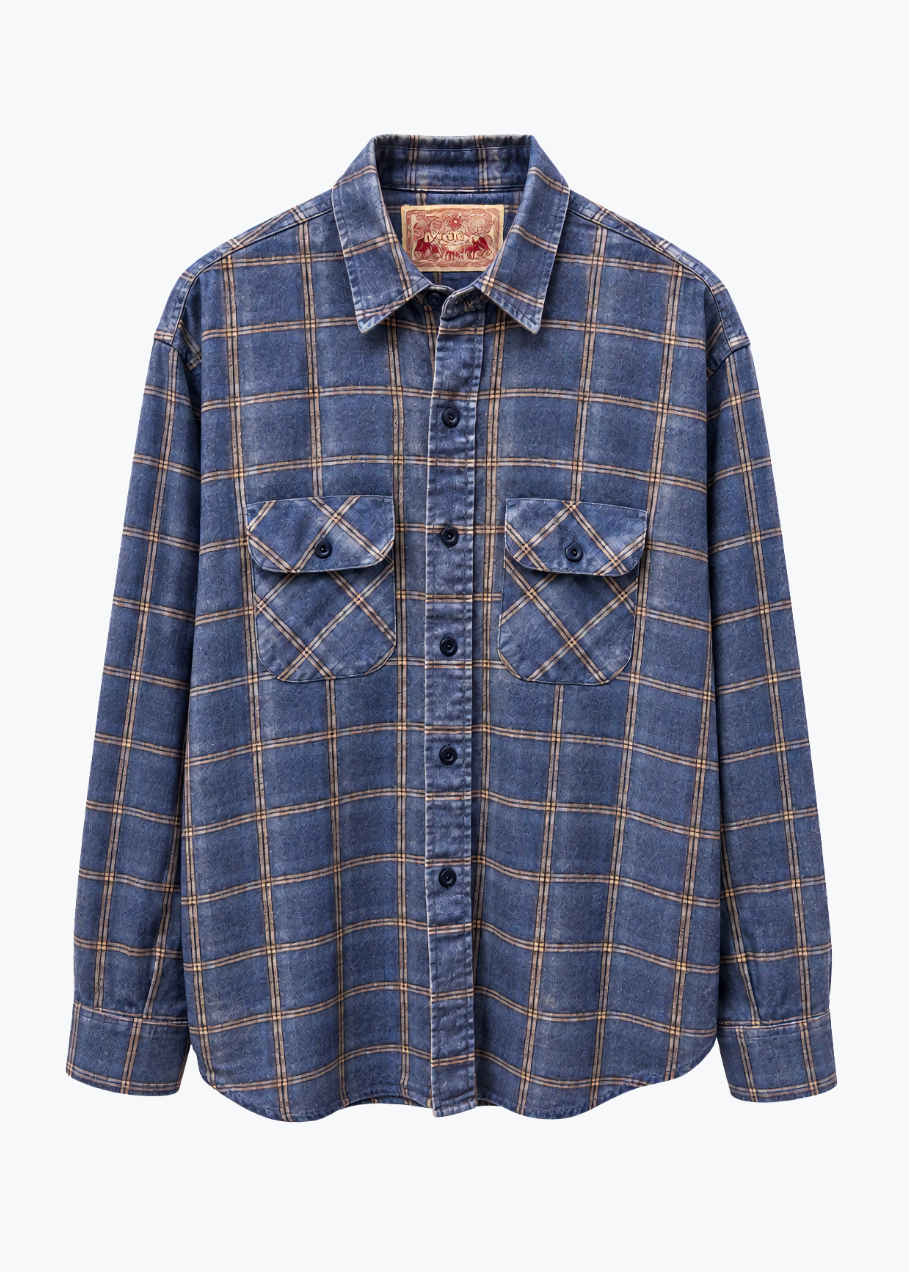 monostereo mens Finders Keepers Workin Shirt in Deep Blue Plaid