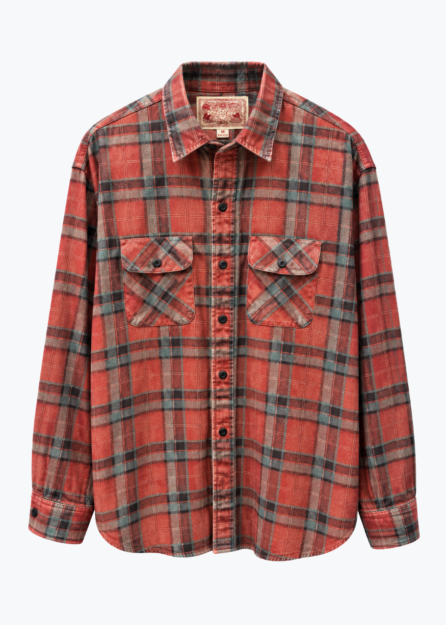 monostereo mens Finders Keepers Workin Shirt in Tomato Plaid