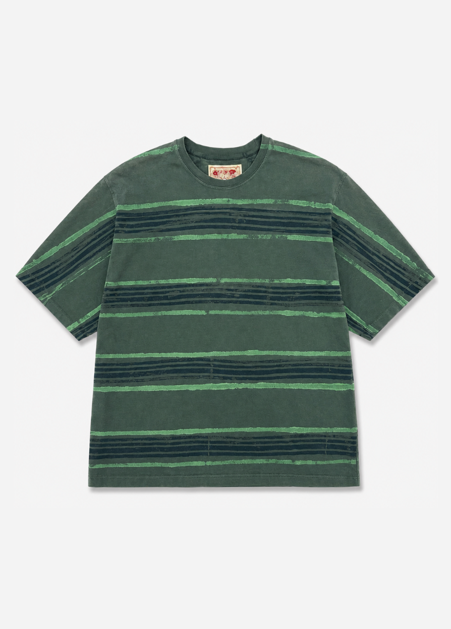 monostereo mens Striped Football Tee green cotton