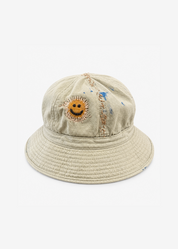 one of a kind xelkom One-of-a-Kind Smiley Bucket Hat tan canvas
