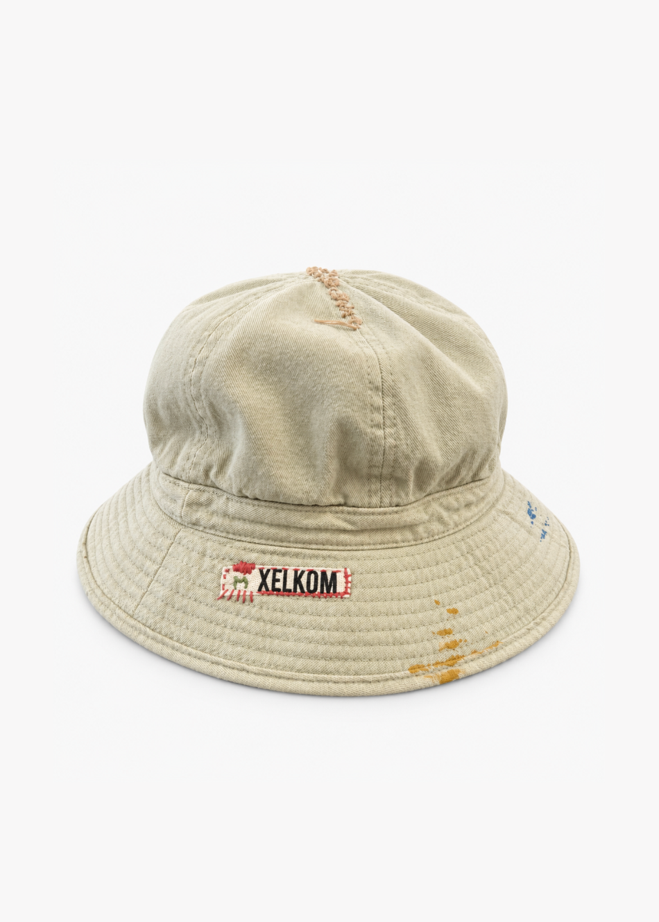 one of a kind xelkom One-of-a-Kind Smiley Bucket Hat tan canvas