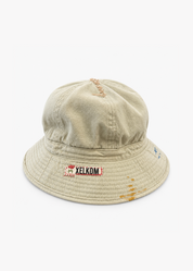 one of a kind xelkom One-of-a-Kind Smiley Bucket Hat tan canvas