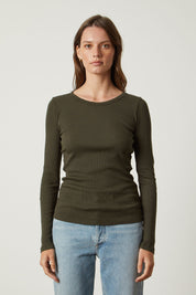 Bayler Ribbed Scoop Neck Tee in Hedge